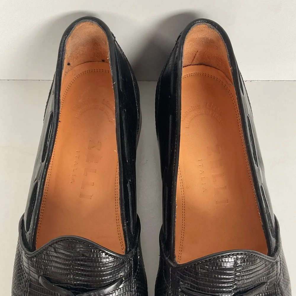 Zelli Italia | Teju Lizard Tassel Loafers | Black | Men’s 9 M